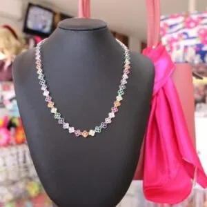 Choker trevo com zircônia colorida