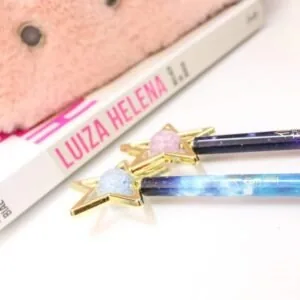 Caneta decorada com estrela e globo
